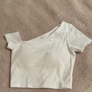 White Off-Shoulder Women's Top w/ built in bra
